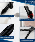 Larouoba 10pc 1/4 in black ceramic tile drill bit set; collage with cutter-head close-ups and hex handle.