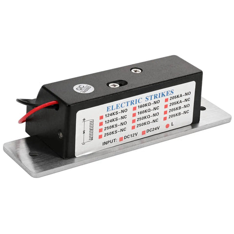 Heavy Duty Electric Door Strike Lock With Adjustable Fail Secure And Fail Safe Modes Showcasing A Slick 12V Hookup and badge specs.