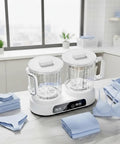Game Changing 2 In 1 Portable Washing Machine Dual Tub Wireless Mini Washer showing two clear tubs, stacked clothes, and delicates.