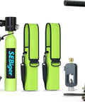 Dope Mini Scuba System With 0.5L Dual Cylinders And DOT Certified Pony Bottle For Underwater Work And Recreation, accessories shown