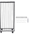 Heavy Duty Garage Ball Storage Rack Smooth Rolling Sports Organizer Cart with black steel frame and accessories.