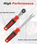 Slack Adjuster Tool Set 5/16 Inch Double Square Reversible Ratcheting Wrench with red ergonomic handles and metal head