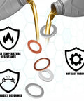 Oil Drain Plug Gasket Kit 100 Pcs Crush Washers M10 M12 M14 M16 M18 Aluminum Copper Seals For Cars And Motorcycles Leak Free