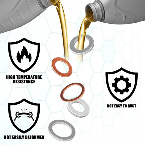 Oil Drain Plug Gasket Kit 100 Pcs Crush Washers M10 M12 M14 M16 M18 Aluminum Copper Seals For Cars And Motorcycles Leak Free