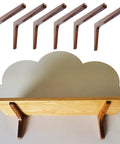 Upgrade Your Space Straight Up With Six Piece Farmhouse Solid Wood Floating Shelf Brackets Wall Mount set with smooth finish and rounded corners.