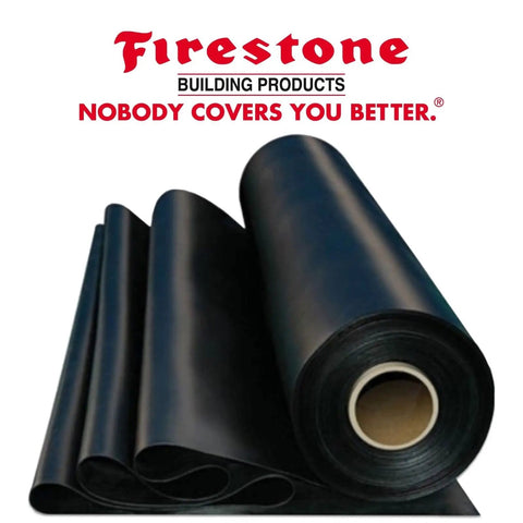 Heavy Duty 45 Mil EPDM Roofing Membrane 10 Feet By 200 Feet Roll, synthetic rubber for flat roofs, showing black rolls.
