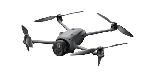 Mavic 4 Pro Drone Bundle With 100MP Hasselblad Wide 6K60 HDR, 48MP Tele, 50MP Tele, 4K, in flight, showing design and camera.
