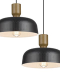 Farmhouse Pendant Lights Set, 2-Piece Adjustable Hanging Fixtures With Hammered Metal Shades, 12.4 Inch Blue Pendant Lighting