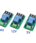 Front view of Heavy Duty 5V 30A Single Channel Relay Module With Optocoupler Isolation And High Low Level Trigger on green PCB