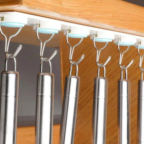 Heavy Duty Reversible Peel and Stick Wall Hooks 2 Pack Stainless Steel Coat Rack Organizer close-up of hooks on mount