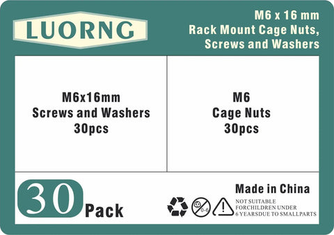Heavy Duty Rack Mount Snap On Nut Screws With Washers 30 Piece Set For Server Racks Network Panels and Audio Gear Enclosures