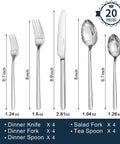 20 Piece Flatware Set For 4 In 18/10 Stainless Steel, Mirror Polished Silverware, Includes Knives, Forks, Spoons, Dishwasher Safe