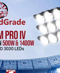 Beast Mode 1400W Led Flood Light Boasting Top Shelf Zhaga Socket And Easy As Pie Plug And Play Smart Controls For Heavy Duty Stadium And High Mast Installations, showcasing multiple bright LED lights.