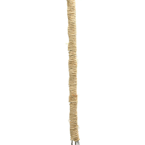 Jute wrapped cord detail of Glass And Mango Wood Ceiling Pendant Light With Distressed Brown Canopy And Jute Wrapped Cord, 112 Inch Chain