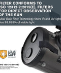 Easy No Fuss Safe Solar Eclipse Telescope Filter With A Snug Fit For Clear Sun Viewing of Eclipses and Sunspots ISO certified