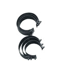 Set of six bands from 8 Piece Piston Ring Compressor Set With Fine Tooth Ratcheting Lock Includes Pliers And Six Bands Fits Pistons From Two Seven Eighths To Four Three Eighths Inches For Quick DIY Engine Assembly.