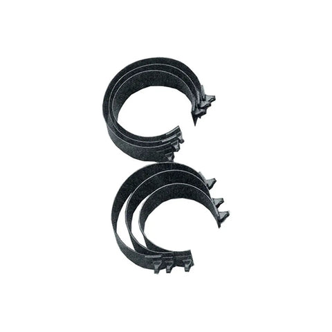 Set of six bands from 8 Piece Piston Ring Compressor Set With Fine Tooth Ratcheting Lock Includes Pliers And Six Bands Fits Pistons From Two Seven Eighths To Four Three Eighths Inches For Quick DIY Engine Assembly.