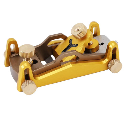 Rock Solid Aluminum Short Planer For Fine Woodworking, Adjustable precision low angle hand plane in gold, smoothing edges