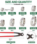 Heavy Duty Hose Clamp Kit With Pincer Crimp Tool Set, 6-23.5mm 304 Stainless Steel Ear Clamps and Pincer, Auto and Home Use