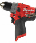 Heavy Duty Half Inch M12 Fuel Brushless Cordless Drill Driver Tool Only side view, showcasing red and black design suitable for contractors.