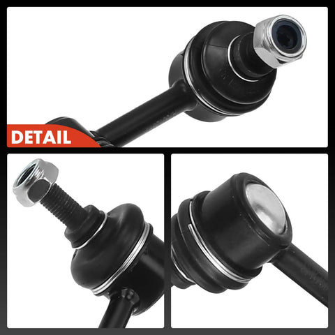 Front And Rear Sway Bar End Link Kit For Acura ILX 2013 2019 And Honda Civic 2012 2015 Pre Greased Steel Stabilizer Links Bolt On Upgrade For Smoother Handling And Rattle Free Ride detail views of black steel sway bar links