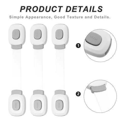 Product details of 10 Pack Child Safety Cabinet Locks Easy Install Plastic Latches For Cabinets Drawers Fridge Oven Toilet Kitchen Cupboards And Appliances Gray Durable Plastic Construction For Kid Proofing In Every Room