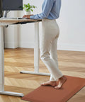 Person standing on All Day Comfort Anti Fatigue Kitchen Floor Mat With Cushy PVC Construction Waterproof Non Slip Rug For Standing Eco Friendly Non Toxic Materials Flat Puncture Resistant Design 39 By 20 Inch in home office