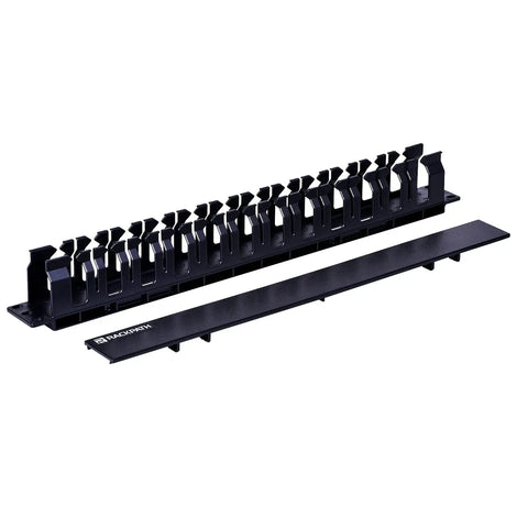 1U 19 Inch Plastic Server Rack Cable Management Raceway With Removable Panel Cover for Neat Easy Cable Routing in Data Centers and Home IT Setups