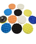 12Pcs 5 Inch Foam Buffing Pads Kit with Coral Fleece Pad Backing Plate M14 Drill Adapter for pro grade detailing, various colors