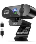 Plug And Play 4K Webcam Delivers Pristine Video Clarity And Smooth Audio For Stress Free Streaming with USB connection.