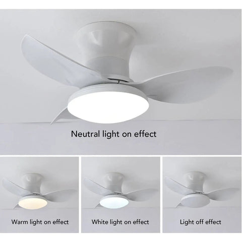 Omquot Recessed Ceiling Fan Light Small 25 Inch Silent DC Motor Dimmable LED 6 Speeds Bedroom Living Room Dining Room Study, Remote Control White Light (White) showing neutral light effect.