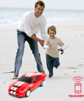 Father and son playing with Remote Control 1/24 Scale Ford Mustang Shelby GT500 RC Car, Dope 15 KMH Speed, Turbo Off Road Style, Red