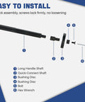 52 In 1 Custom Bushing Driver Tool Set assembly parts, including handle shaft, quick-connect shaft, discs, bolt, hex wrench