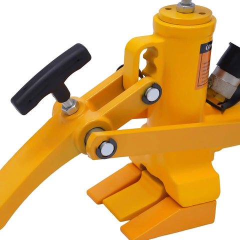Workhorse Heavy Duty Tire Bead Breaker Kit With 70 MPa Hydraulic Foot Pump And 10000 PSI Capacity 10 Ton Bead Breaker Tool With Air Hose For Farm Equipment Tractors Buses Lawn Mowers And ATVs, yellow steel clamp