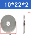 Flat Washer Kit For M10 And M12 Bolts With Precision Spacers And Shims In Stainless Steel Ultra Thin To Thick Washers For Fine Adjustments And Solid Load Distribution Great For Custom Fit And Quick Mechanical Tweaks., 22mm stainless steel washer, 10mm inner hole, 2mm thick
