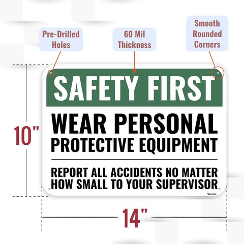 Heavy Duty Aluminum Safety Sign Gonna Keep Your Crew Safe 14 By 10 Inch Ppe Warning Sticker Rock Solid And Vibrant Colors Built Tough For Any Job Site Or Workshop