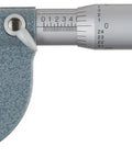 Outside Micrometer 0 To 1 Inch Range With Carbide Measuring Faces And Ratchet Stop Satin Chrome Finish Hammertone Baked Enamel 0.0001 Inch Graduation Plus Or Minus 0.0001 Inch Accuracy Supplied In Fitted Plastic Case showing 0-1 inch scale