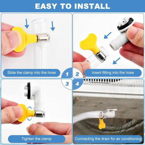 Installation steps of 3ft Air Conditioner Drain Hose With Durable Elbow Fitting For Window Units And Mini Splits, Leak Proof Kit