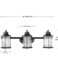 All In One Bathroom Set With Oil Rubbed Bronze 3 Light Vanity Fixture, Seeded Glass Shades, Modern Coastal Style, 24 inches wide