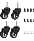2 Inch Stem Caster Wheels Set Of 4 With 5/16 By 1-1/2 Inch Stem Iron And Plastic Sockets For Furniture