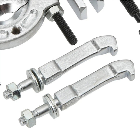 Close-up of metal components from 9 Piece Bearing Separator Set Portable Bearing Remover Metal Bearing Splitter