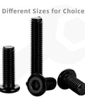 M5 X 30mm Socket Cap Allen Bolts With Flat Round Head, Black Oxide Finish, Full Thread, Carbon Steel, Hex Drive 4mm, 30 Pieces