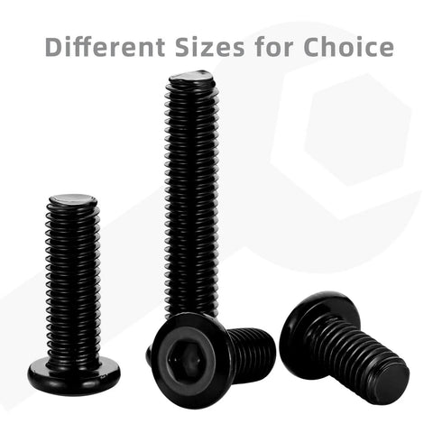 M5 X 30mm Socket Cap Allen Bolts With Flat Round Head, Black Oxide Finish, Full Thread, Carbon Steel, Hex Drive 4mm, 30 Pieces