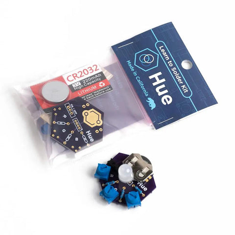 Learn To Solder Starter Kit For Beginners With RGB LED Practice Board and Lithium Battery Pack, components on display