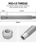 Rock Solid 90mm Wheel Stud Conversion Kit Forged From Heavy Duty Crmo Steel With M12 Threads To Fit Your E-Series Rides Perfectly And Handle Thick Washers Up To 20mm Without Breaking A Sweat On The Road. 90mm M12x1.5 CrMo wheel stud with 20mm washer and nut