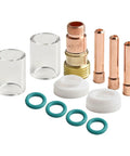 Upgrade Your Tig Welding Game With This Sweet 12 Piece Torch Accessory Kit Featuring Gas Lens And Glass Cup For Cleaner Arcs And Precise Control On Pipes And Tight Spots Without Any Turbulence Or Mess - 12 piece kit with glass cups, collets, and O rings.