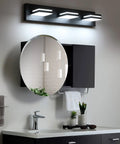 Cool White 6000K Dimmable Vanity Light In Matte Black With Acrylic Shade Over Mirror Modern Bathroom Wall Fixture Moisture Proof And Anti Corrosion Design For Humid Bathrooms Easy Install Sleek Contemporary Look