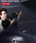 Dual Lens Articulating Borescope With Light Slim Probe And 5 Inch IPS Screen High-Res Imaging For Front And Side Angle Inspections In Engines Pipes And Machinery Time-Saving See Blind Spots And Repositioning Avoided, semi-rigid cable 5ft