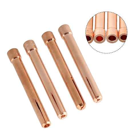 Heavy Duty 4 Pack TIG Welding Torch Collets Kit 10N22 Through 10N25 fits WP17 WP18 WP26 copper gas lens nozzles for welding
