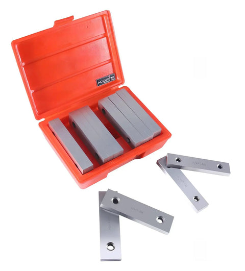 Precision Machinist Parallel Sets Eight Pairs One Half Inch Thick Six Inch Long Alloy Steel Parallels For Layout And Setup Pro Grade Tooling With Five Sixteenths Inch Holes And Three Eighths Inch Holes EG06 0428 in a red case